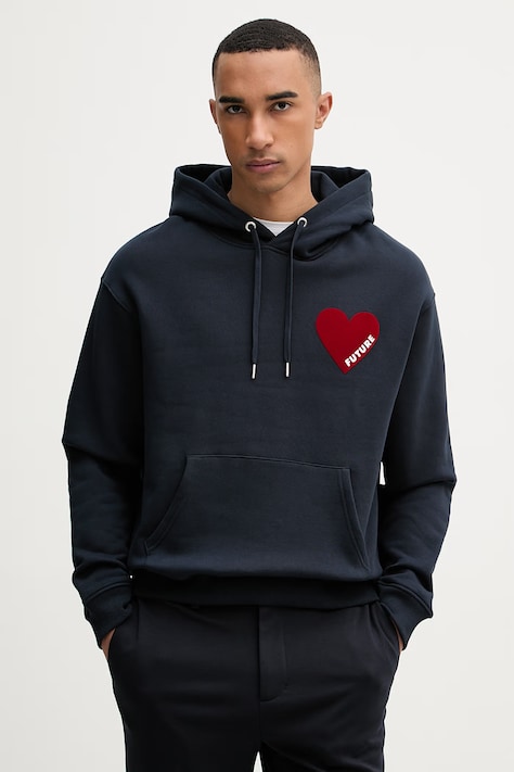 From Future bluza z kapturem męska bawełniana granatowa MSW01121
