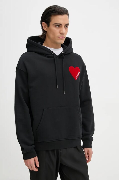 FROM FUTURE felpa in cotone uomo colore nero con cappuccio MSW01121