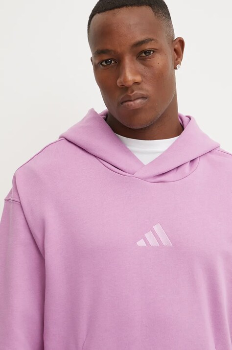 Хлопковая кофта adidas All SZN мужская цвет фиолетовый с капюшоном однотонная IY4160