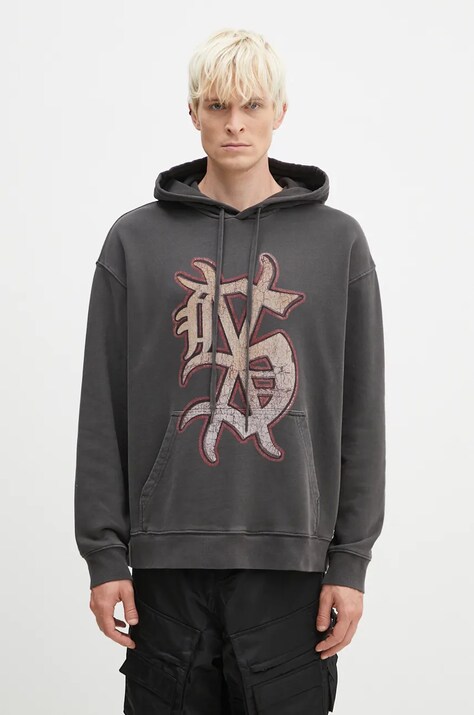 Bavlněná mikina KSUBI Dug Out Biggie Hoodie pánská, šedá barva, s kapucí, s potiskem, MFA24FL017