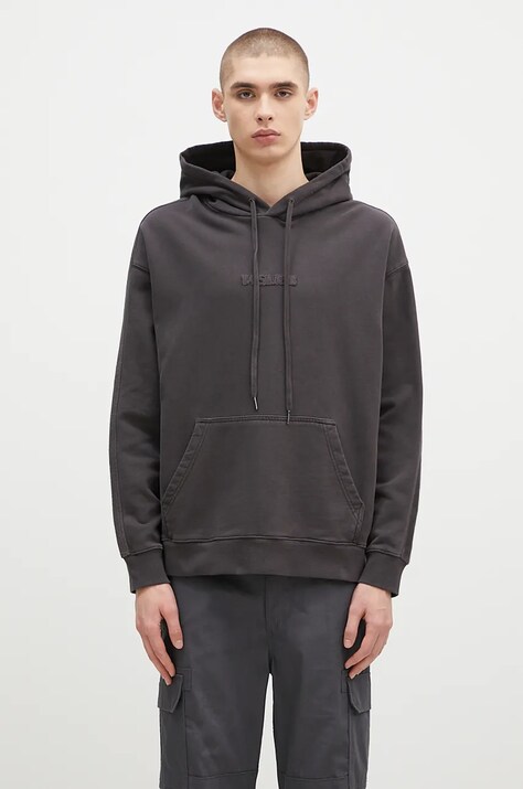 KSUBI bluza bawełniana Inverted Biggie Hoodie męska kolor szary z kapturem gładka MFA24FL009