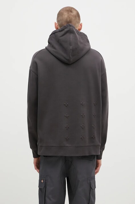 KSUBI bluza bawełniana Inverted Biggie Hoodie męska kolor szary z kapturem gładka MFA24FL009