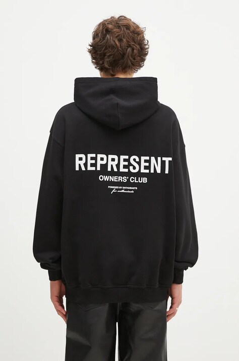 Represent felpa in cotone Represent Owners Club Hoodie uomo colore nero con cappuccio OCM41113.001