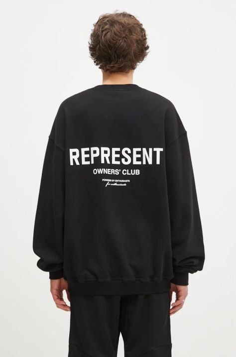 Pamučna dukserica Represent Represent Owners Club Sweater za muškarce, boja: crna, s tiskom, OCM41115.001