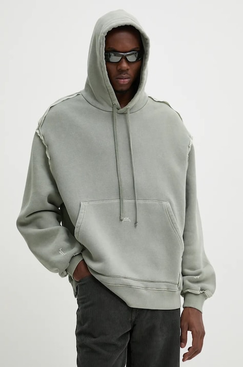 Бавовняна кофта A-COLD-WALL* Facade Hoodie чоловіча колір сірий з капюшоном однотонна ACWMW200