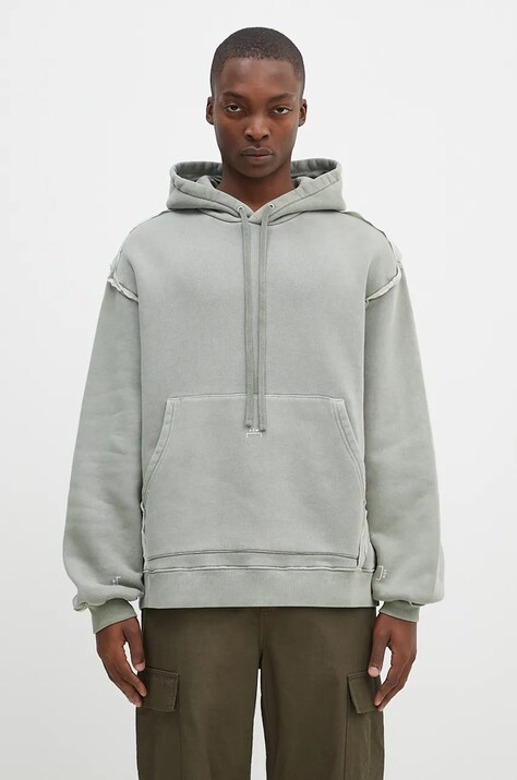 A-COLD-WALL* bluza bawełniana Facade Hoodie męska kolor szary z kapturem gładka ACWMW200