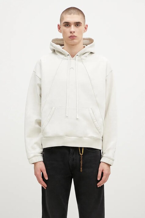 Хлопковая кофта A-COLD-WALL* Millbank Hoodie мужская цвет бежевый с капюшоном однотонная ACWMW197