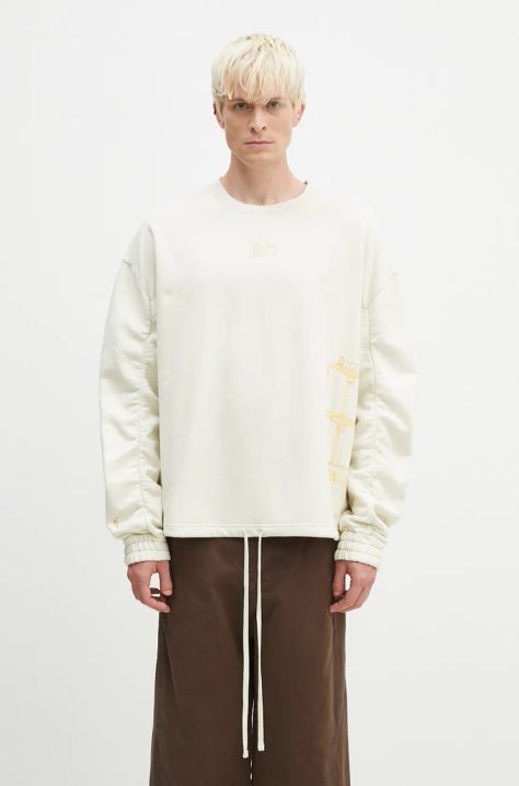 A-COLD-WALL* felpa in cotone Shroud Crewneck uomo colore beige con applicazione ACWMW206