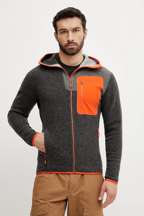 LA Sportiva hanorac Agon culoarea gri, cu glugă, melanj, N89900322