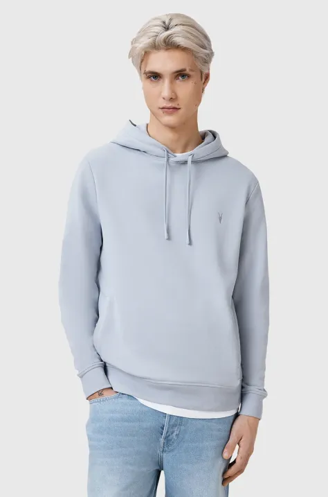 AllSaints bluza bawełniana RAVEN OTH HOODY męska kolor niebieski z kapturem gładka M003NZ