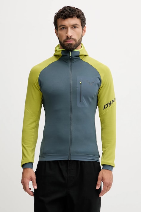 Спортивная кофта Dynafit Radical Polartec цвет зелёный с капюшоном узор 08.0000071122