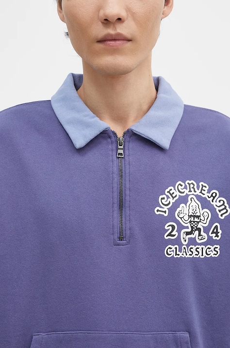 Бавовняна кофта ICECREAM Cone Man Quarter Zip — AW24-BLM1KM, фіолетовий — фото 4