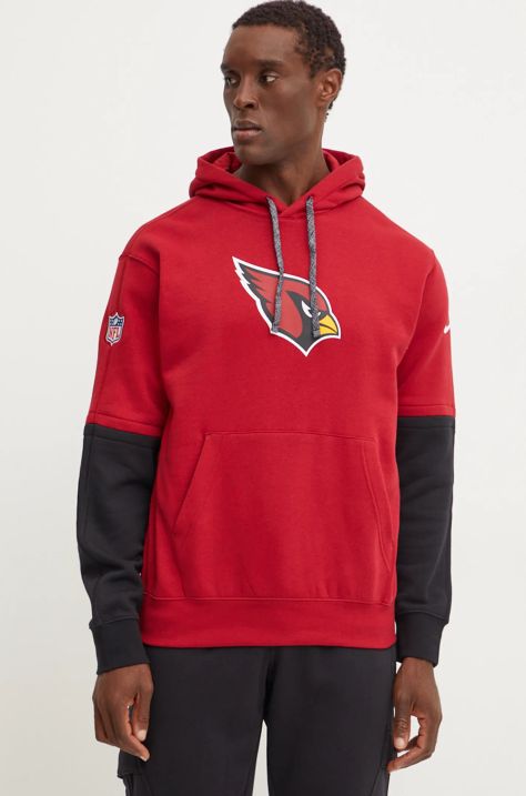 Dukserica Nike Arizona Cardinals za muškarce, boja: bordo, s kapuljačom, s aplikacijom, 02F2-060Y-9C-87G