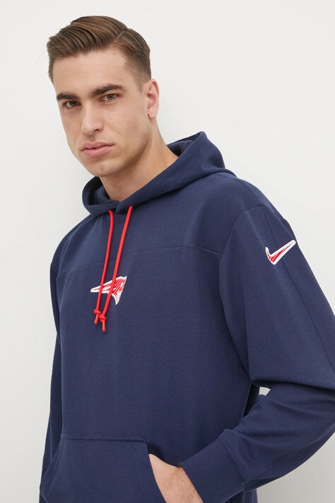 Φούτερ από μαλλί και μείγμα Nike New England Patriots χρώμα: ναυτικό μπλε, με κουκούλα, 02FI-41S-8K-L98