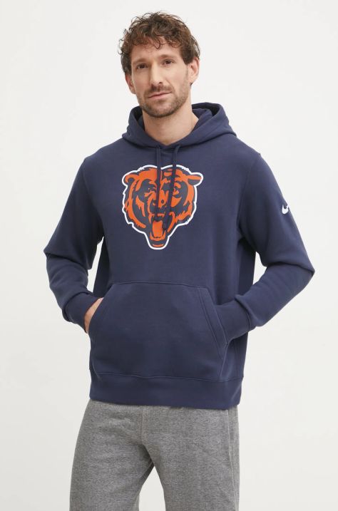 Mikina Nike Chicago Bears pánska, tmavomodrá farba, s kapucňou, s potlačou, NKDK-41L-7Q-N09