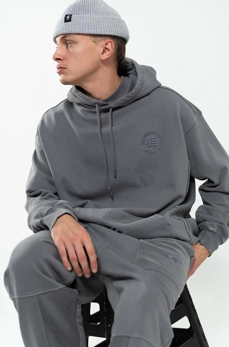 Хлопковая кофта Flowers for Society Basic Hoodie мужская цвет серый с капюшоном однотонная FFSAPP096