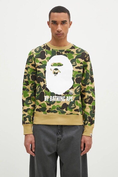 Хлопковая кофта A Bathing Ape Abc Camo мужская цвет зелёный узор 1K80113008