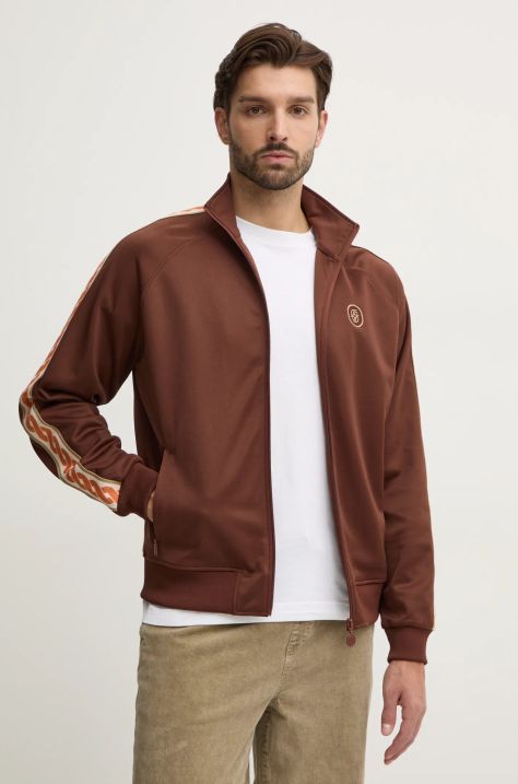 Drôle de Monsieur sweatshirt men's brown color with an application