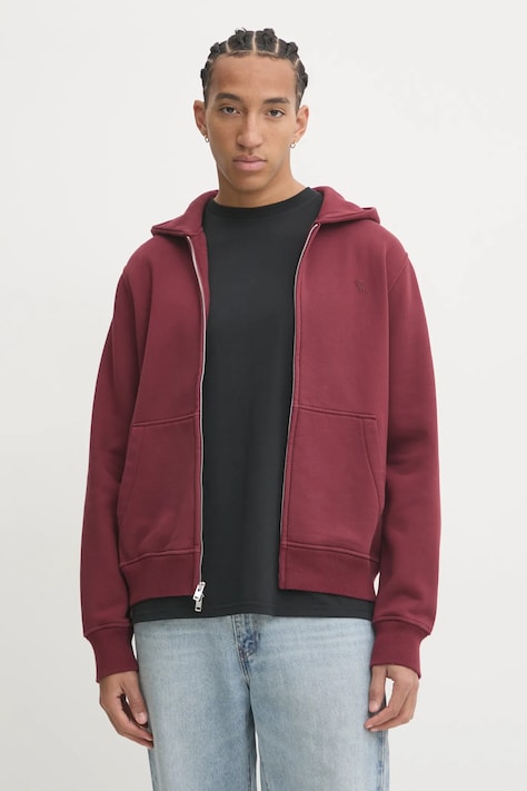 Μπλούζα Abercrombie & Fitch χρώμα: μπορντό, με κουκούλα, KI122-4275