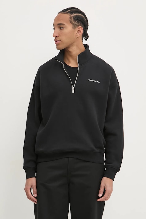 Mikina Abercrombie & Fitch pánská, černá barva, hladká, KI122-4365