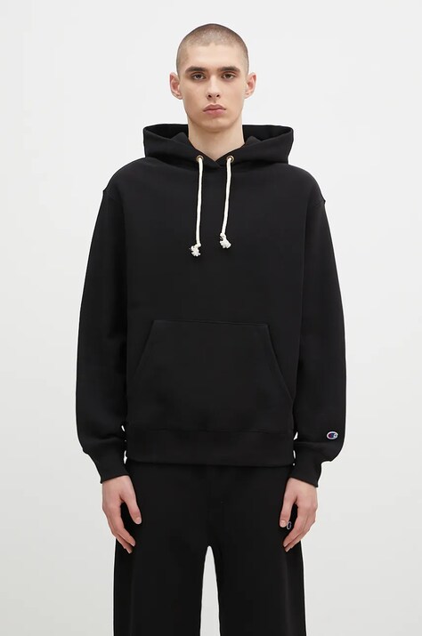 Champion hooded sweatshirt Sweatshirt men's black color hooded smooth 220705