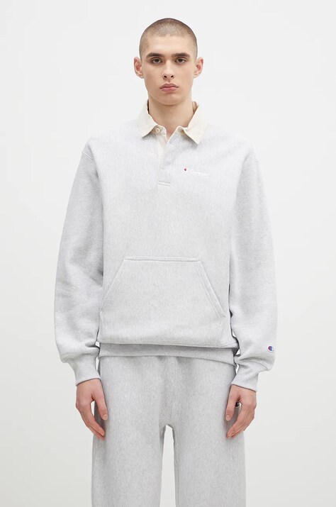 Кофта Champion Polo Neck Sweatshirt чоловіча колір сірий меланж 220708