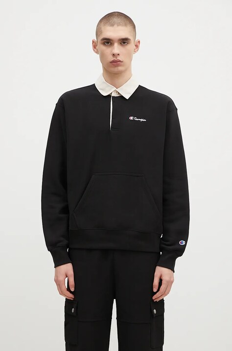 Champion bluza Polo Neck Sweatshirt męska kolor czarny melanżowa 220708