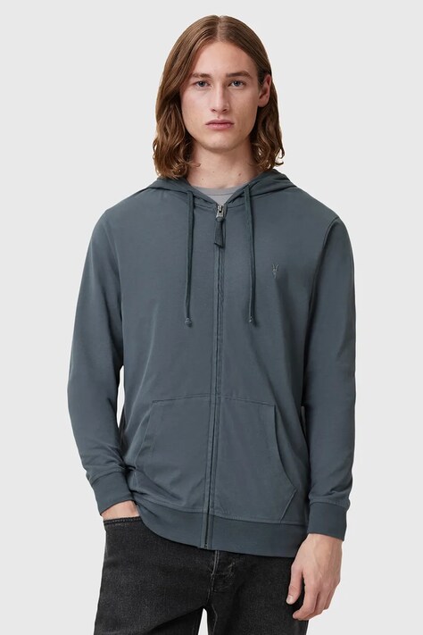 AllSaints felpa in cotone BRACE uomo colore blu con cappuccio M032JB