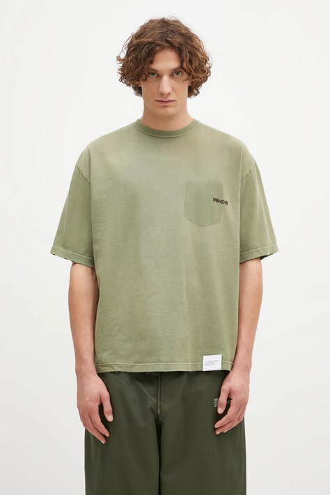Бавовняна футболка NEIGHBORHOOD Savage Crewneck SS чоловіча колір зелений з принтом 242FPNH.CSM06