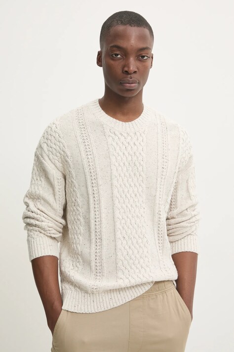 Hollister Co. pulover barbati, culoarea bej, KI320-4049