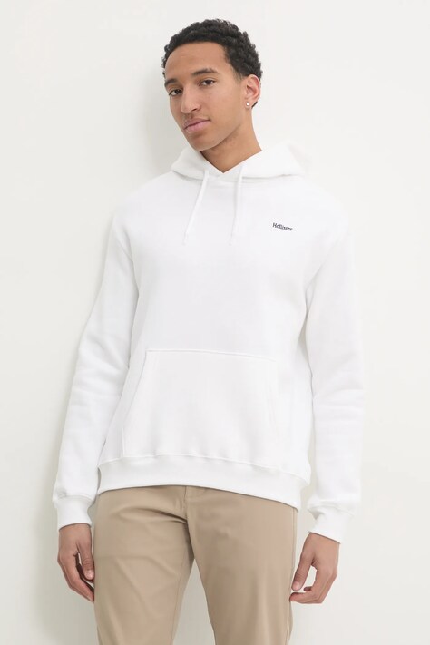 Hollister Co. bluza barbati, culoarea bej, cu glugă, neted, KI322-4224