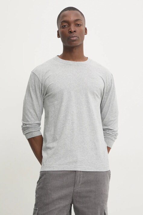 Hollister Co. longsleeve din bumbac culoarea gri, melanj, KI324-4198