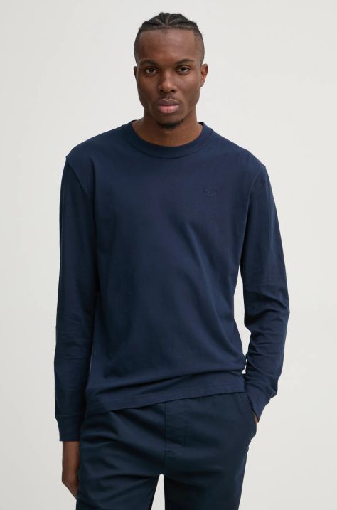 Hollister Co. longsleeve bawełniany kolor granatowy gładki KI324-4198