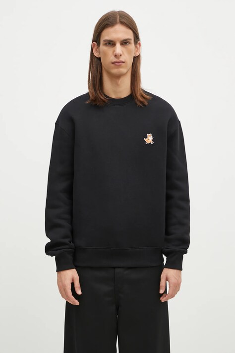 Maison Kitsuné bluza bawełniana Speedy Fox Patch męska kolor czarny z aplikacją MM00313KM0307