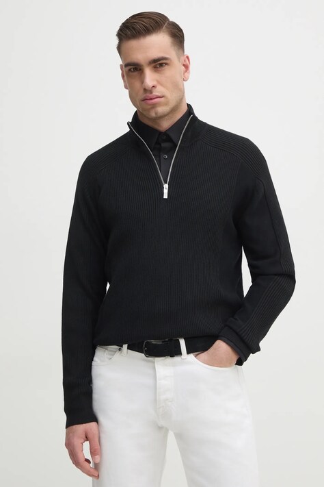 Armani Exchange pulover din amestec de lana barbati, culoarea negru, light, cu turtleneck, 6DZM6L ZM5BZ