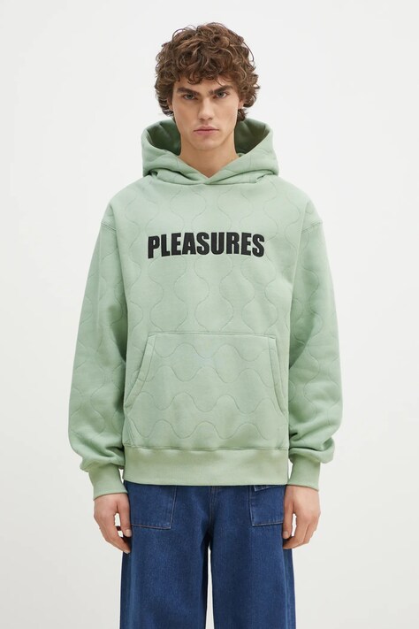 Кофта PLEASURES Wave Quilted мужская цвет бирюзовый с капюшоном с аппликацией P24W007