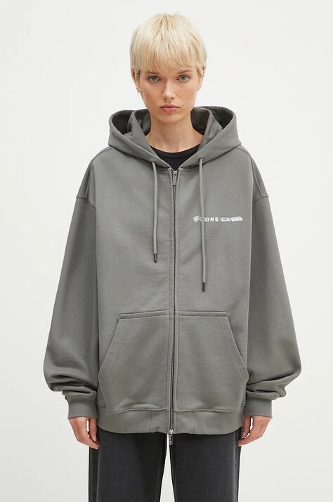 Pamučna dukserica Filling Pieces Chrome boja: siva, s kapuljačom, s tiskom, 95213746002