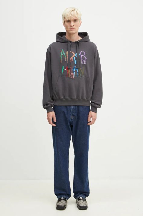 Andersson Bell cotton sweatshirt Milan Embroidery gray color hooded with an application atb1148u