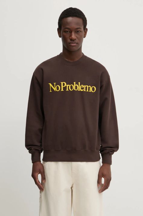 No Problemo cotton sweatshirt brown color with a print NP20002.02