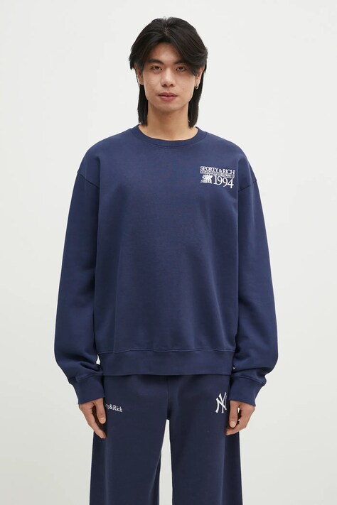 Βαμβακερή μπλούζα Sporty & Rich Finish Line χρώμα: ναυτικό μπλε, ST071516170BL32