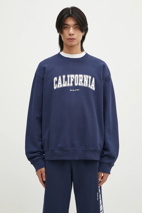 Βαμβακερή μπλούζα Sporty & Rich California χρώμα: ναυτικό μπλε, ST071516501BL32