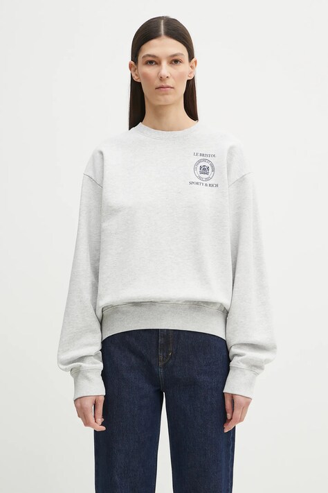 Sporty & Rich sweatshirt Crest Seal 100th gray color with a print ST071517620GY03