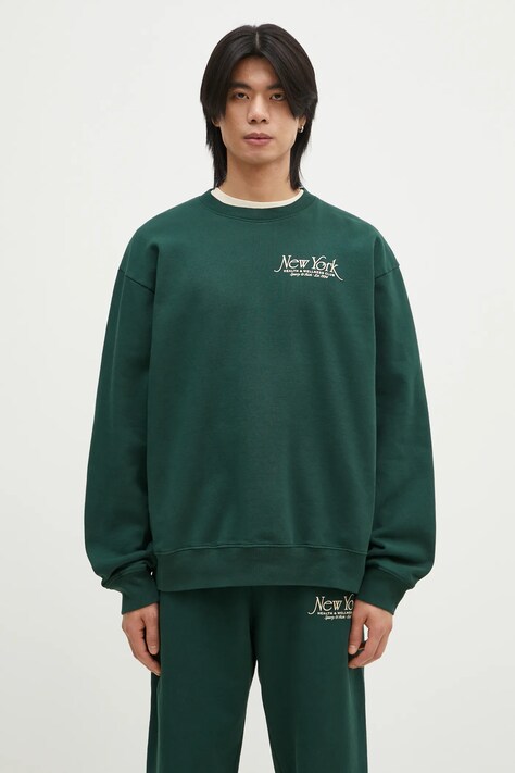 Βαμβακερή μπλούζα Sporty & Rich NY 94 χρώμα: πράσινο, ST071506034GR10