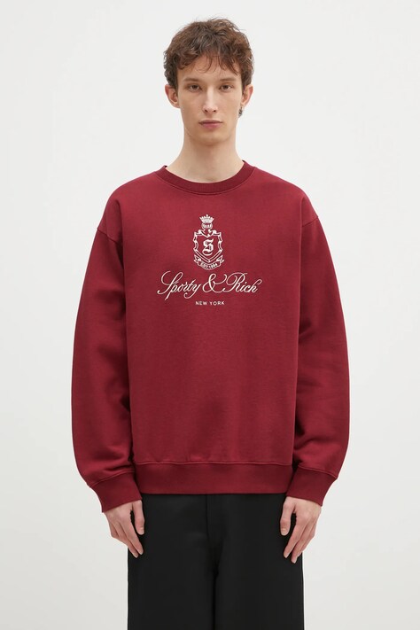 Βαμβακερή μπλούζα Sporty & Rich Vendome Embroidered χρώμα: μπορντό, ST071506205RE10
