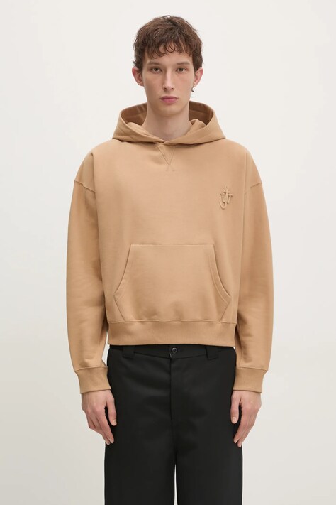JW Anderson felpa in cotone Anchor Logo Hoodie colore beige con cappuccio con applicazione JW0183.PG1631.132