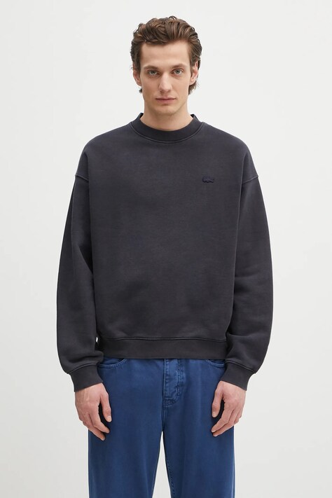 Lacoste bluza bawełniana kolor granatowy gładka