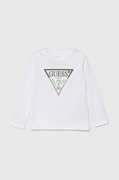 Детска блуза с дълги ръкави Guess в бяло с апликация N4YI36 K8HM4