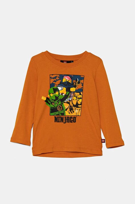 Lego longsleeve din bumbac pentru copii LWTANO 621 culoarea portocaliu, cu imprimeu, 12011285