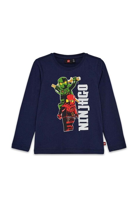 Lego longsleeve bawełniany dziecięcy LWTANO 607 kolor granatowy z nadrukiem 12011317