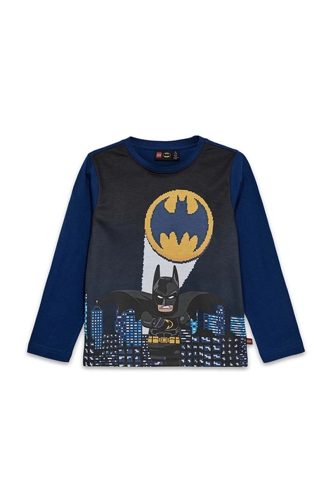 Lego longsleeve din bumbac pentru copii LWTANO 629 culoarea albastru marin, cu imprimeu, 12011327